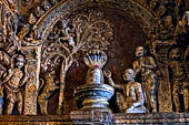 The great Chola temples of Tamil Nadu - The Brihadishwara Temple of Thanjavur. Brihadnayaki Temple (Amman temple) sculptures inside the mandapa. 